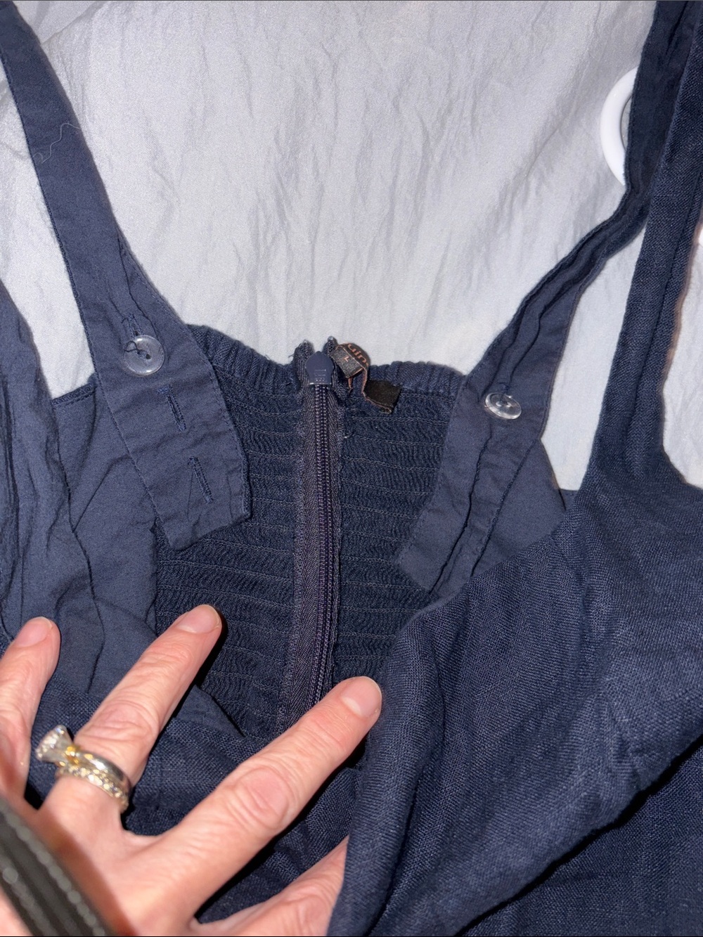 Quince dress Linen fit and Flare Navy Sleeveless Midi Dress large EUC - Picture 7 of 15